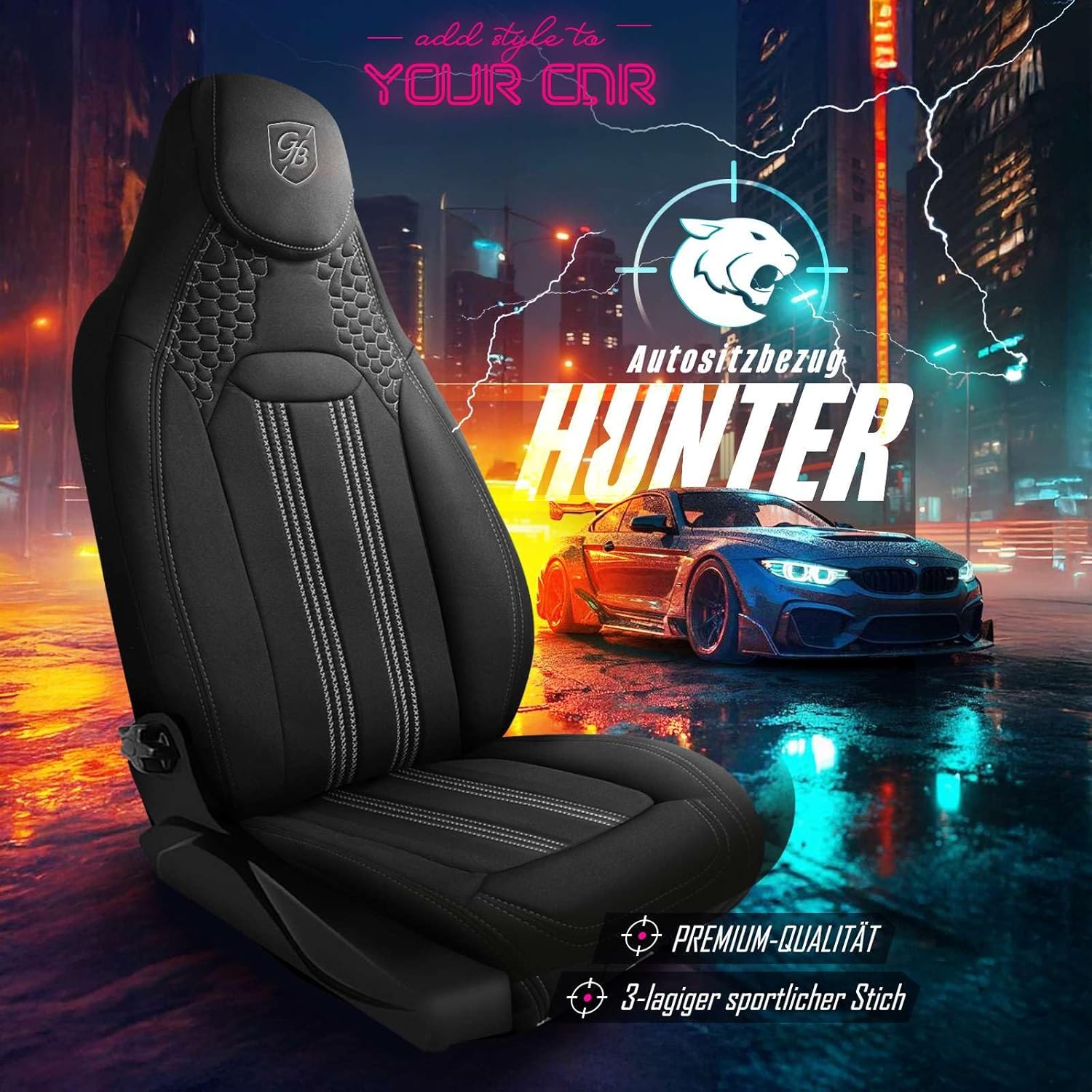 Hunter Autositzbezüge für PKW & SUV, Lacoste-Stoff