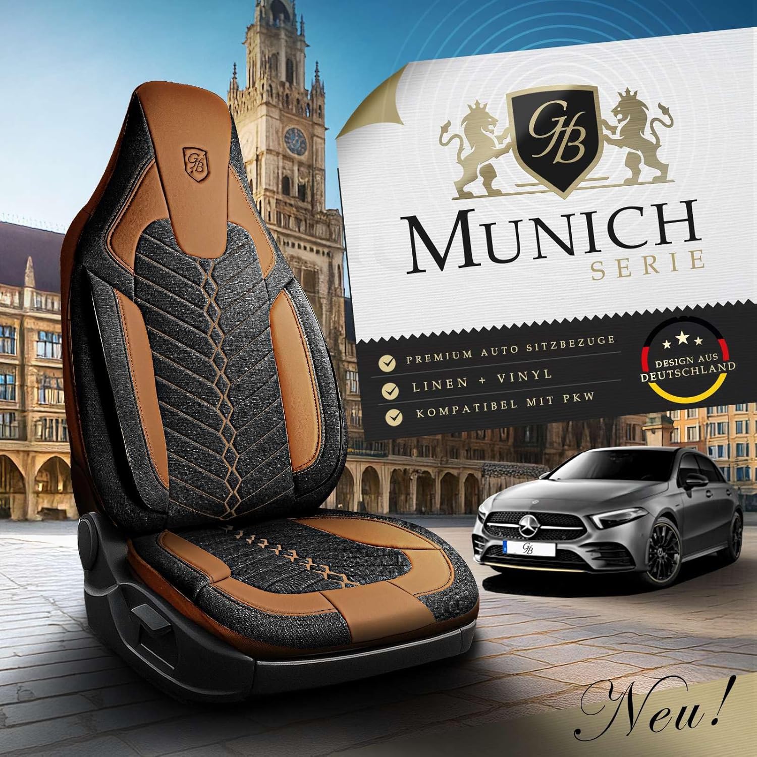 Munich Autositzbezüge für PKW & SUV, Leinen