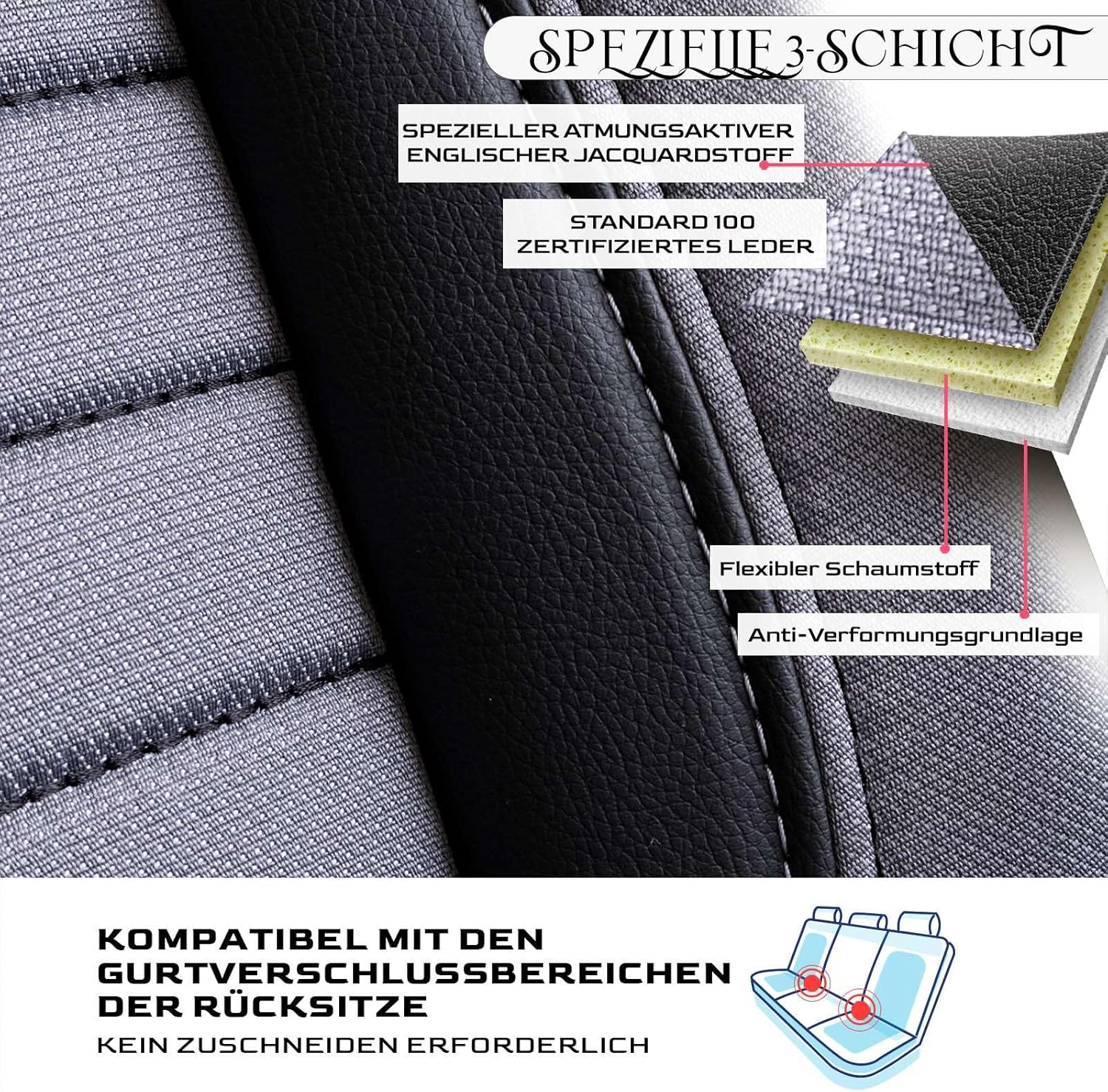 Londra Autositzbezüge für Mercedes Benz A-Klasse, Jacquard Sitzauflage