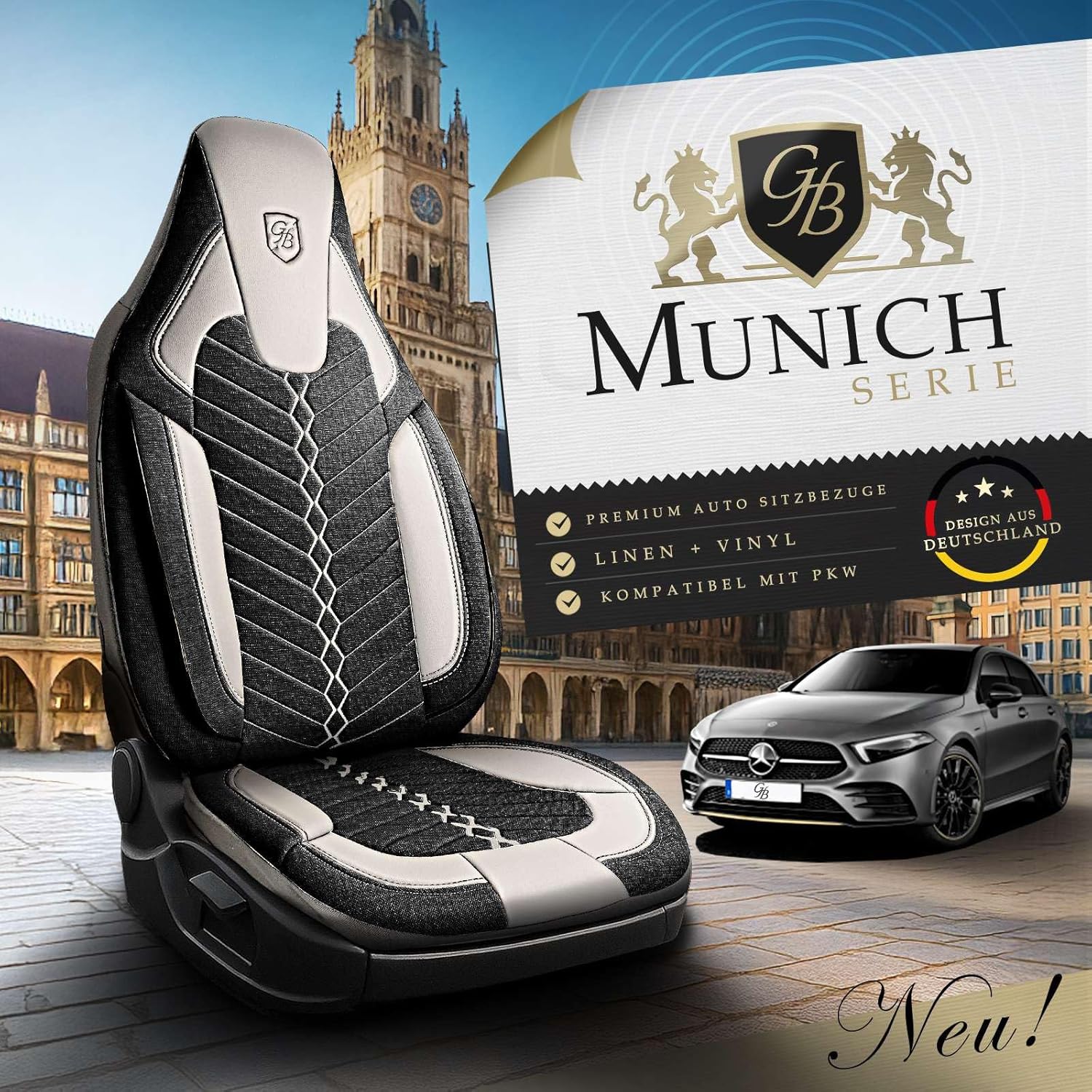 Munich Autositzbezüge für Mercedes Benz A-Klasse, Leinen