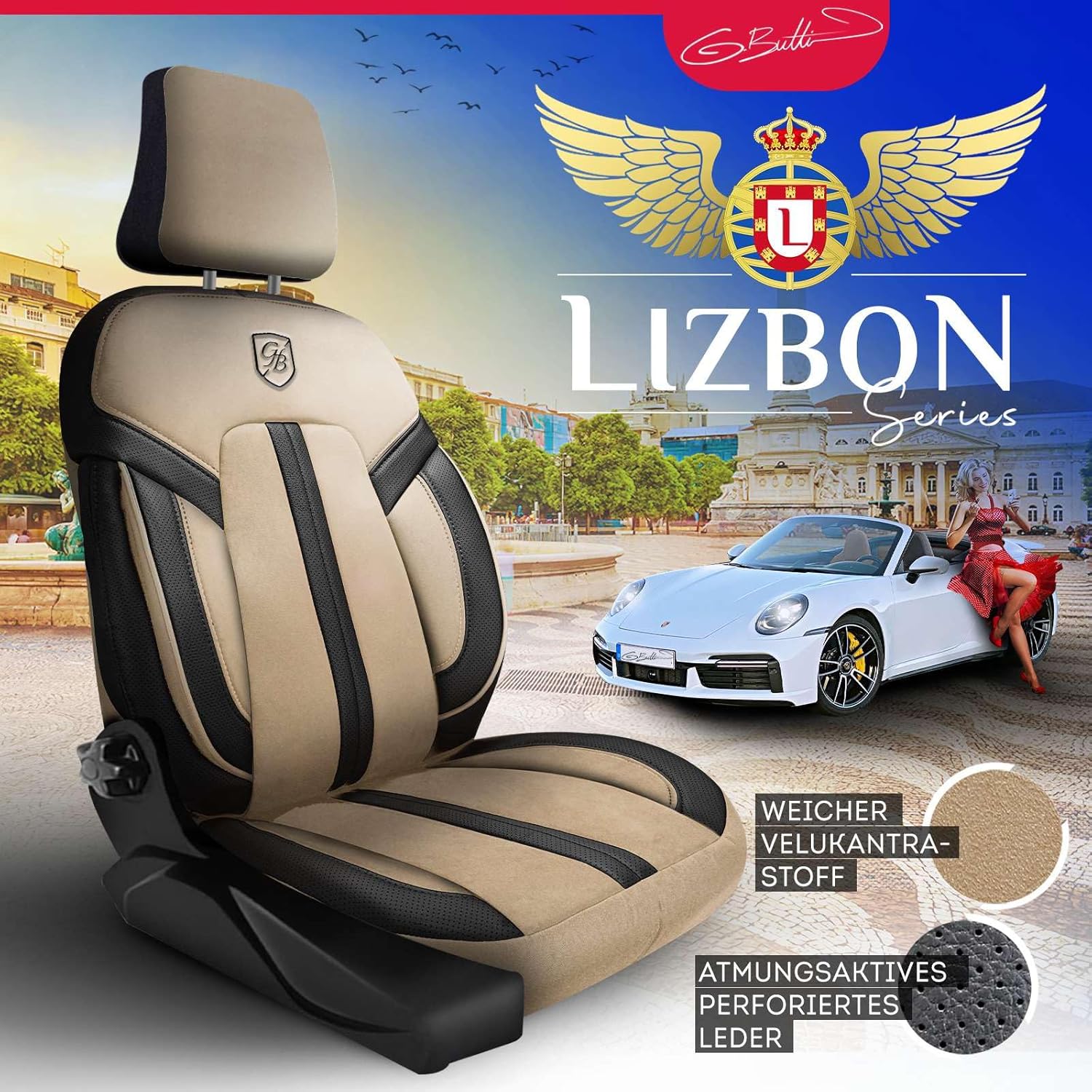 Lizbon Autositzbezüge für Skoda Kamiq, Alcantara