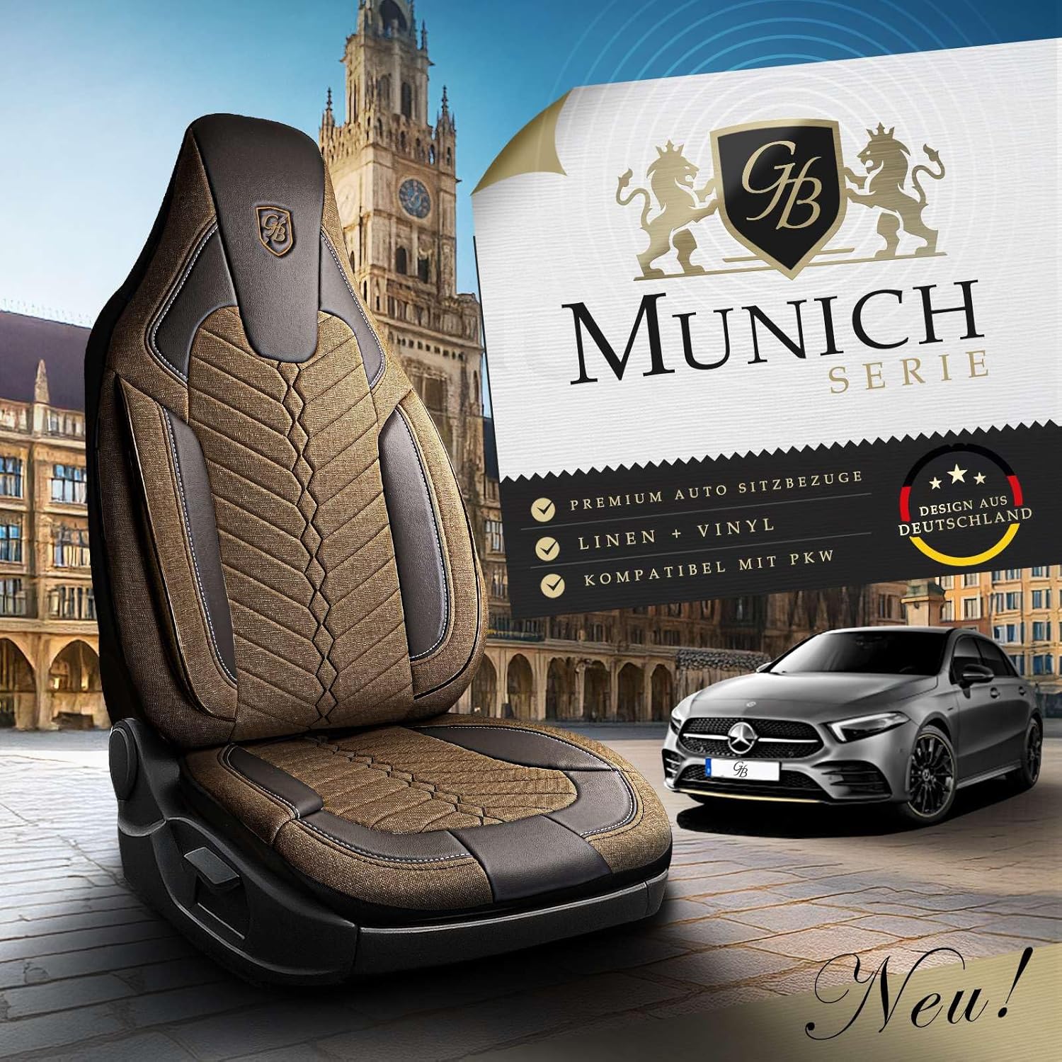 Munich Autositzbezüge für PKW & SUV, Leinen
