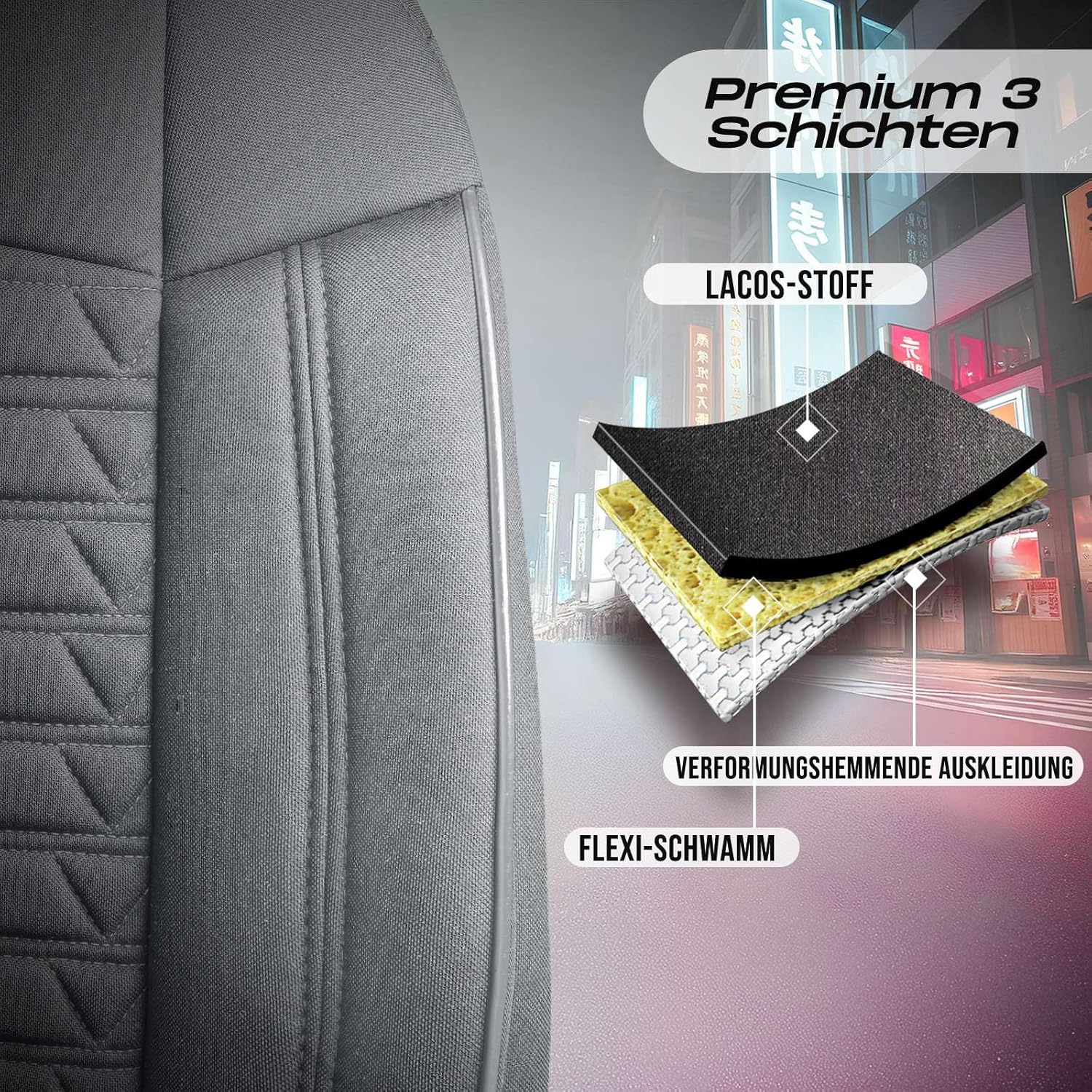 Polygon Autositzbezüge für Mazda 6, Lacoste-Stoff