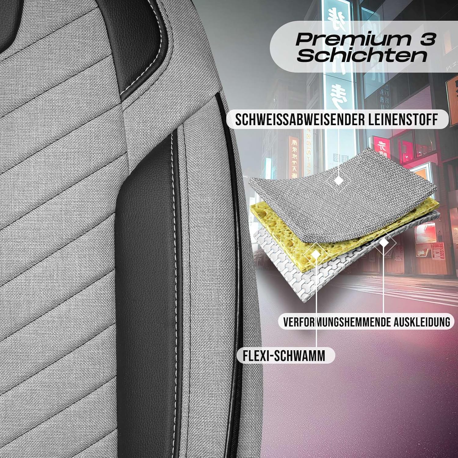 Munich Autositzbezüge für VW Scirocco, Leinen