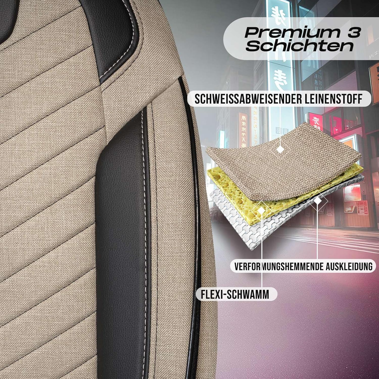 Munich Autositzbezüge für Audi Q2, Leinen