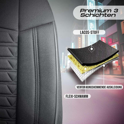 Polygon Autositzbezüge für Nissan Pulsar, Lacoste-Stoff