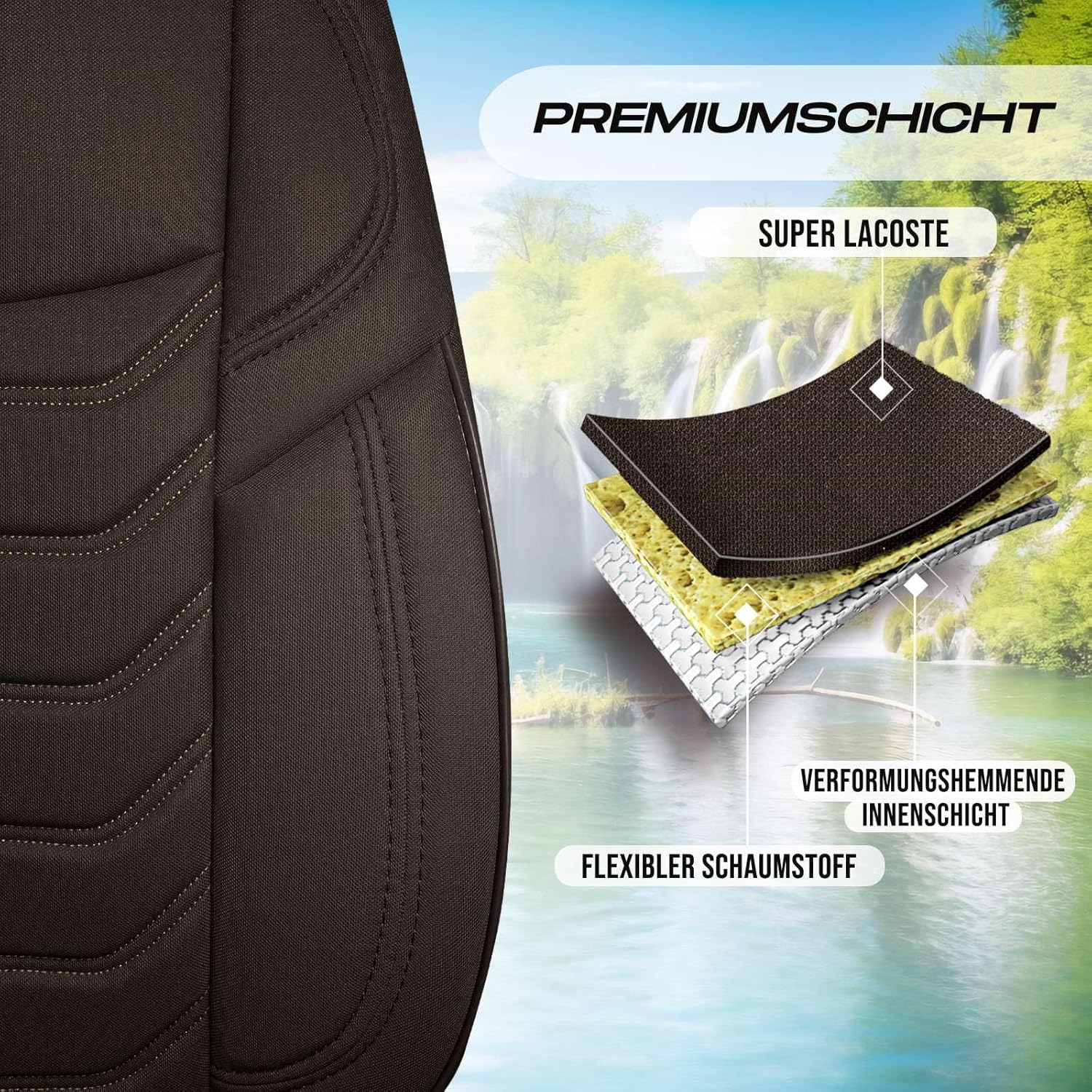 Lechfall Autositzbezüge für Nissan Micra, Lacoste-Stoff