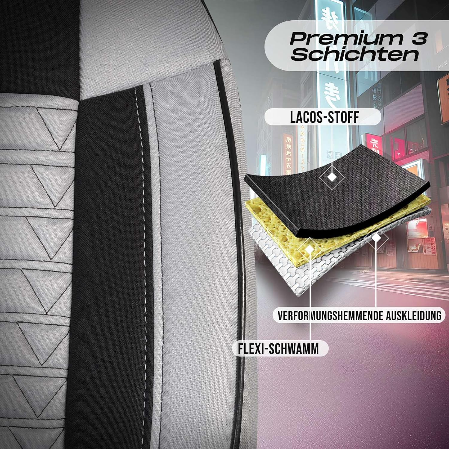 Polygon Autositzbezüge für Opel Vectra, Lacoste-Stoff