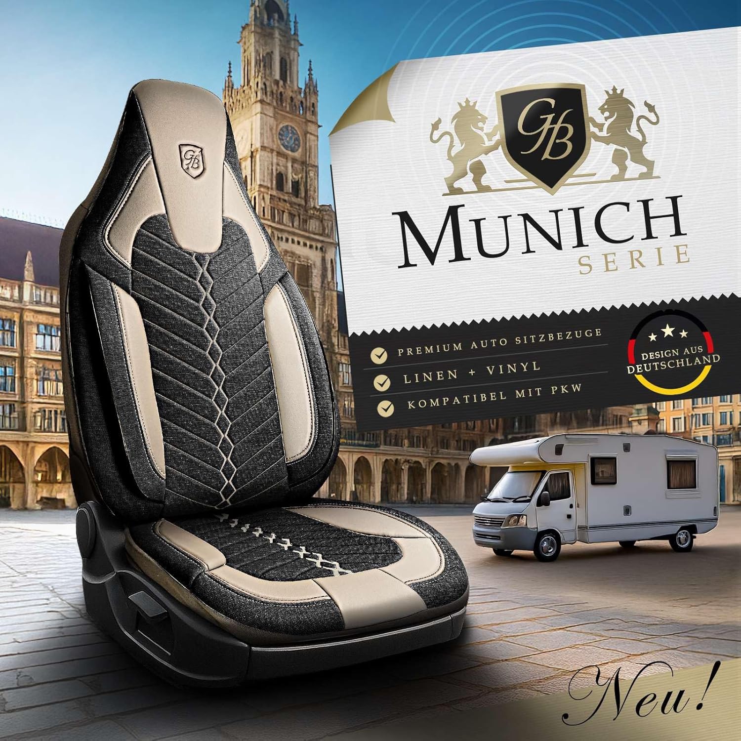 Munich Autositzbezüge für PKW & SUV, Leinen