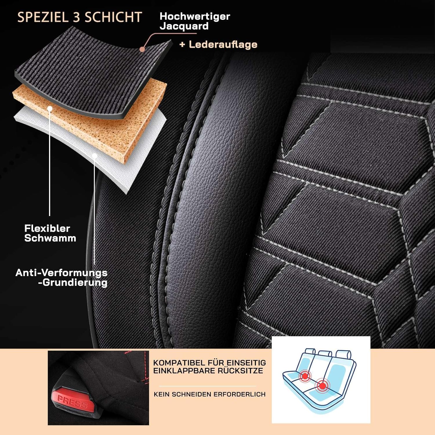 Venice Autositzbezüge für Mercedes Benz A-Klasse, Jacquard Sitzauflage