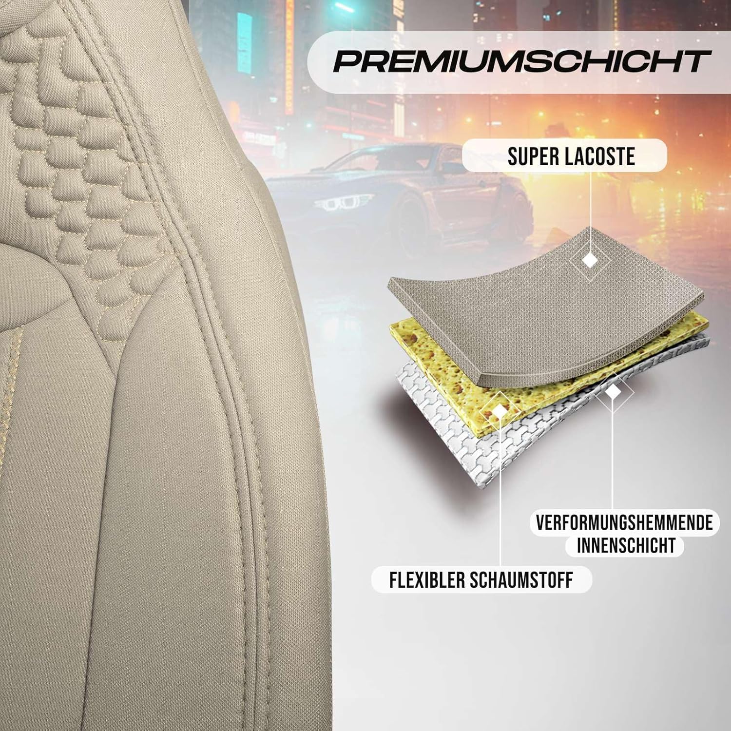 Hunter Autositzbezüge für PKW & SUV, Lacoste-Stoff