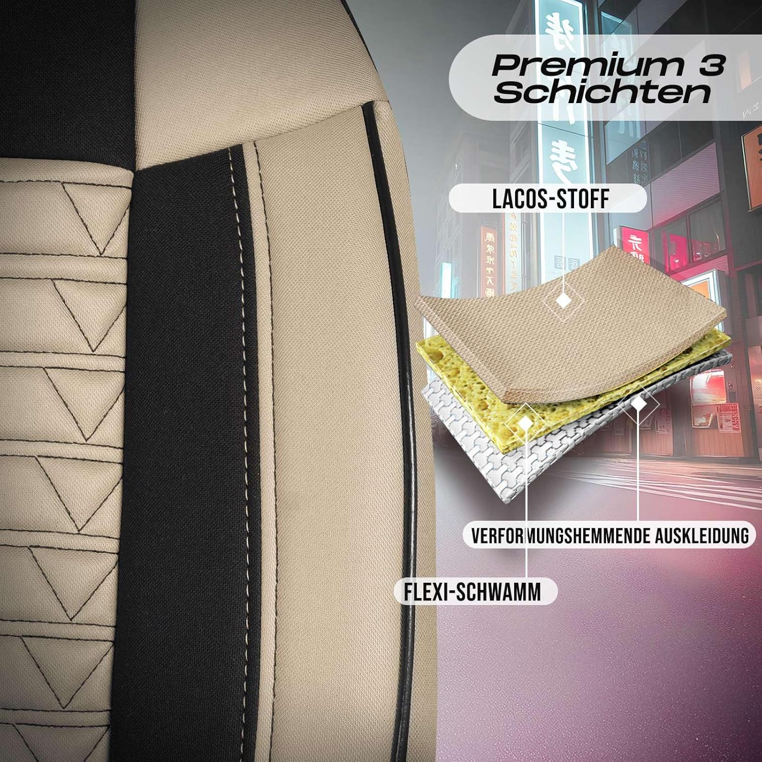 Polygon Autositzbezüge für Mercedes Benz A-Klasse, Lacoste-Stoff