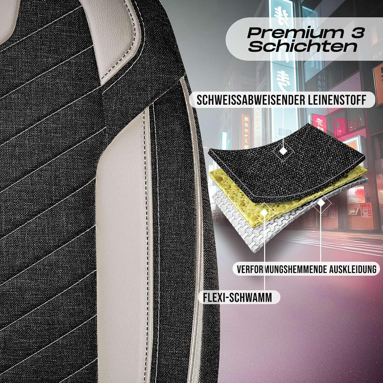 Munich Autositzbezüge für Mercedes Benz Sprinter, Leinen