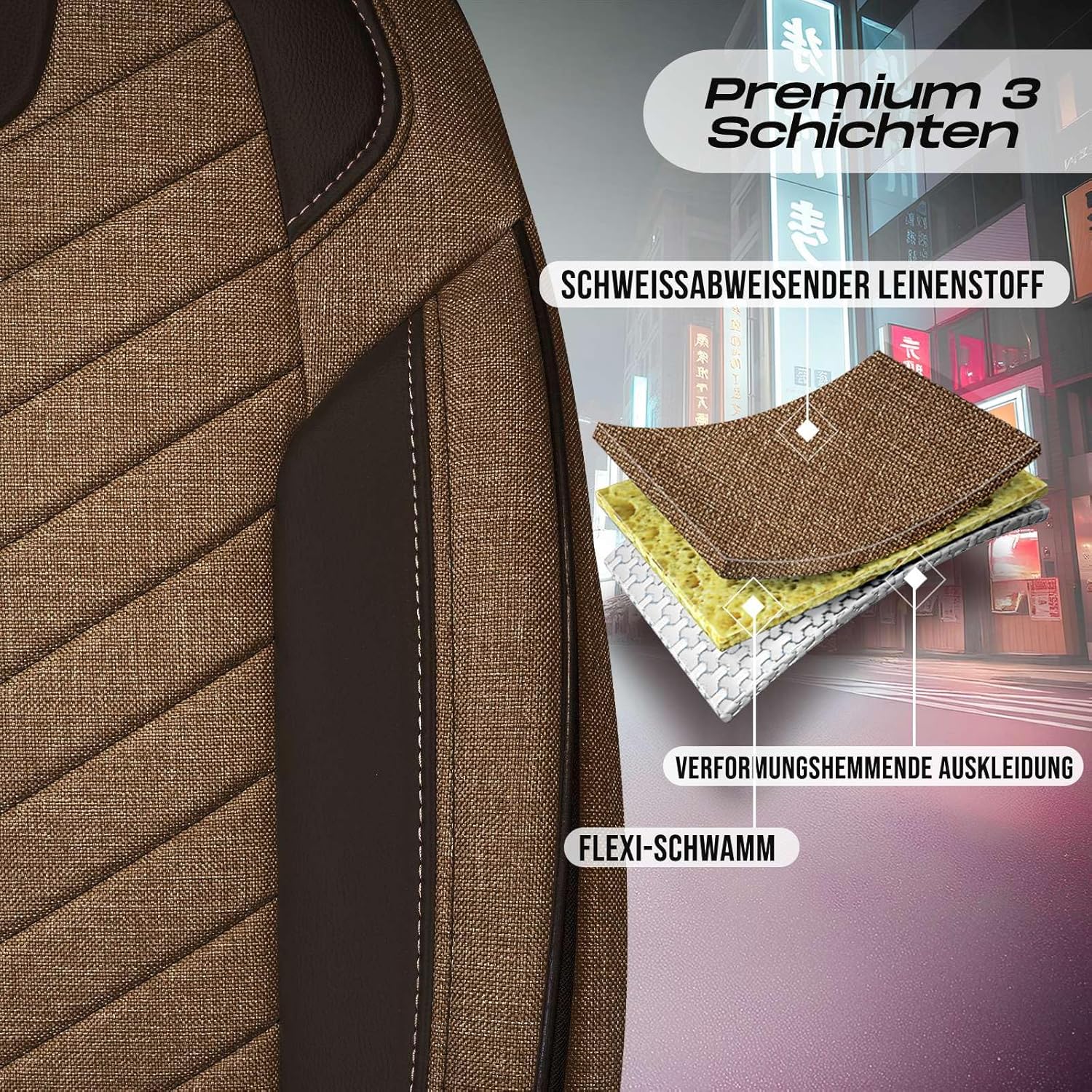 Munich Autositzbezüge für Mercedes Benz A-Klasse, Leinen