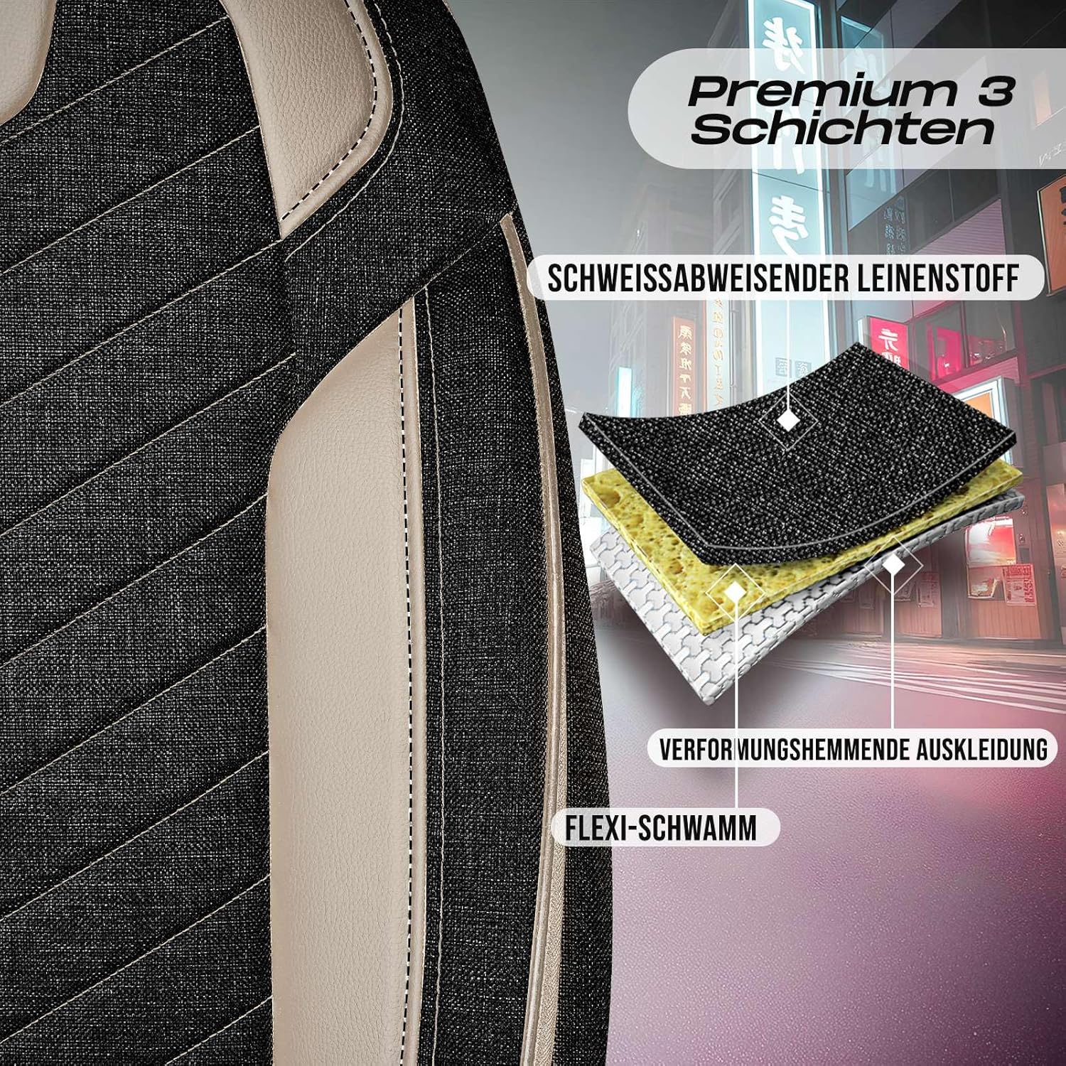 Munich Autositzbezüge für Mazda 6, Leinen