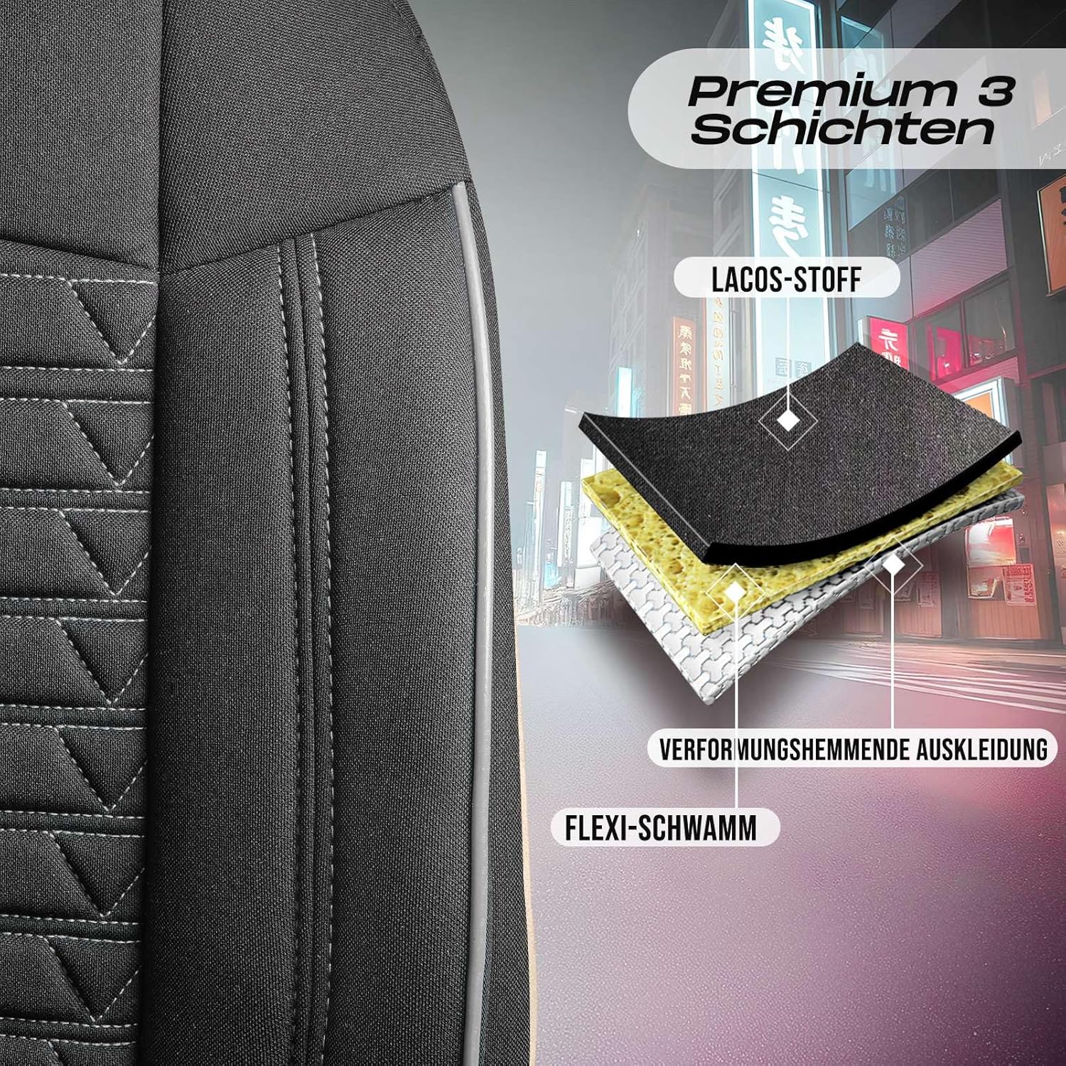 Polygon Autositzbezüge für Mazda 6, Lacoste-Stoff