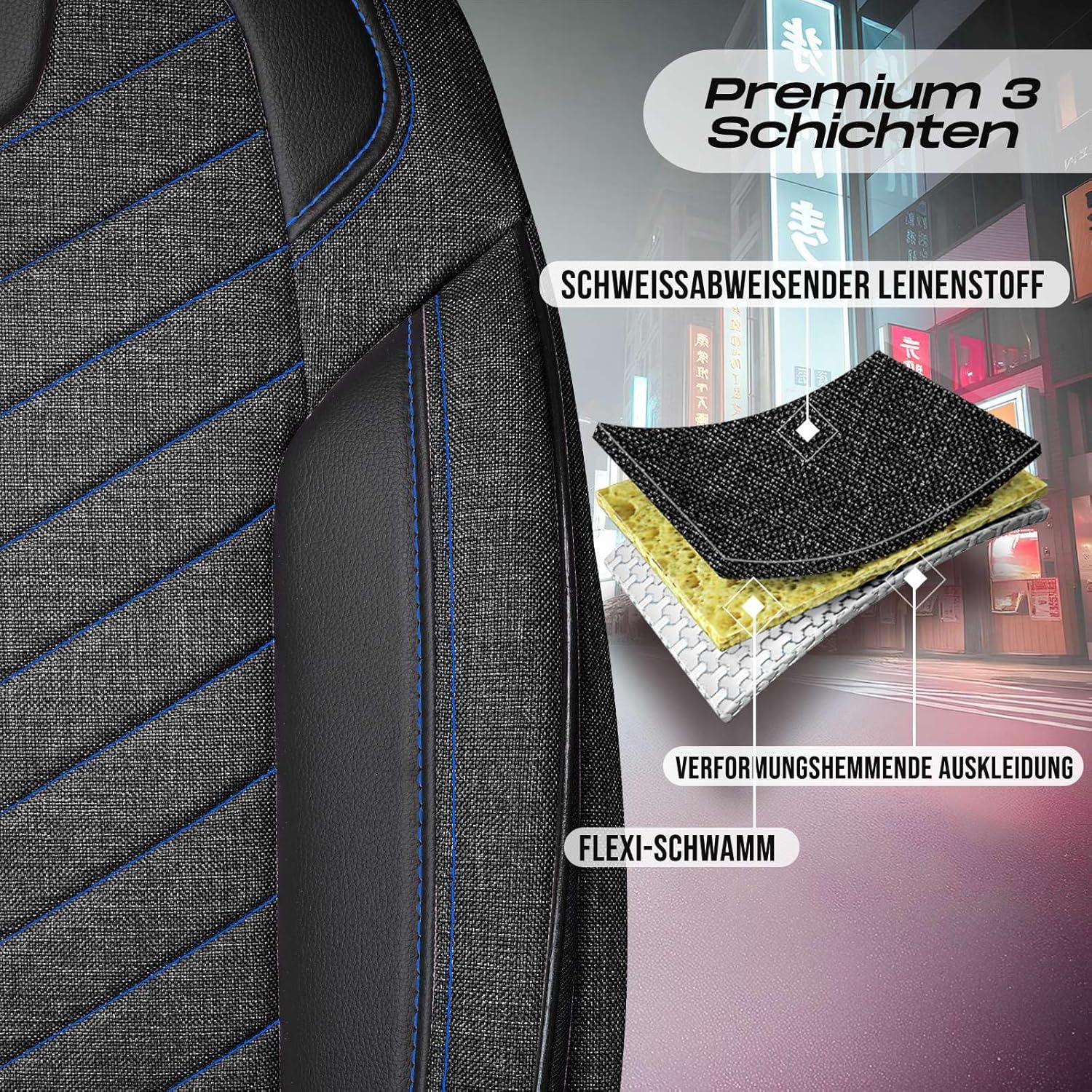 Munich Autositzbezüge für PKW & SUV, Leinen